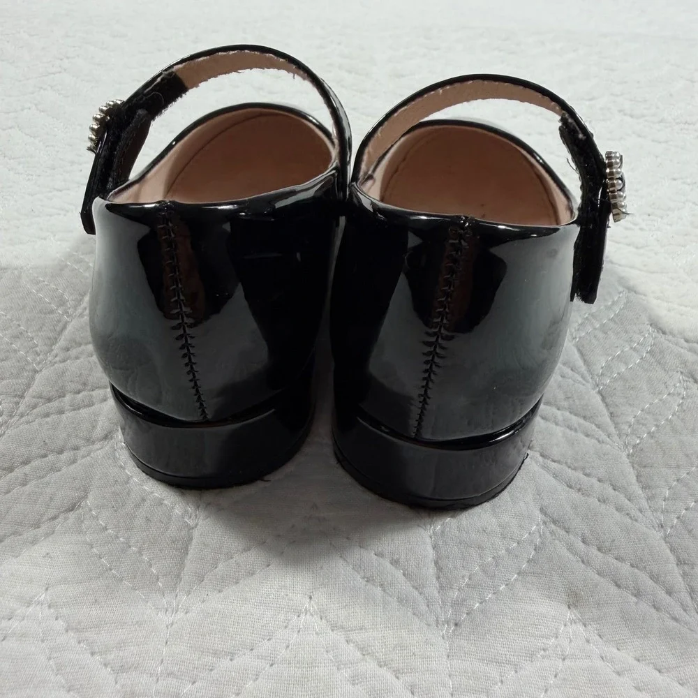 Kids Black Patent Mary Jane Shoes Rhinestone Buckle Cupcakes and Cashmeres Sz 10